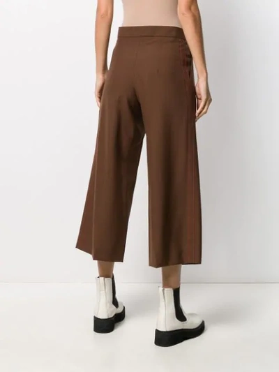 Shop Marni Cropped Wide Leg Trousers In Brown
