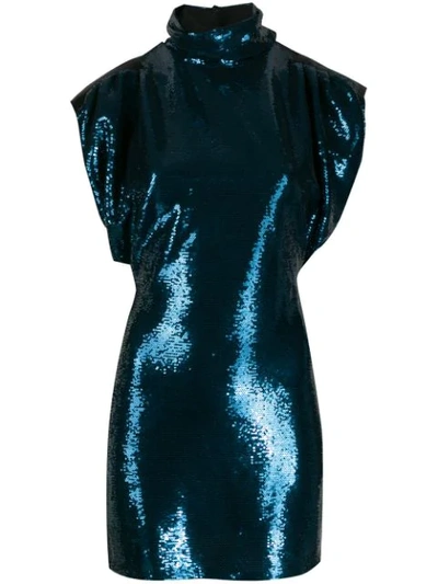 Shop Amen Sequin-embellished Mini Dress In Blue