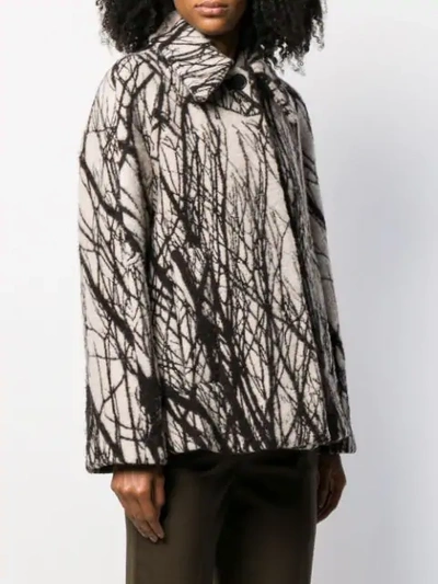 Shop Erika Cavallini Abstract Print Oversized Coat In Brown