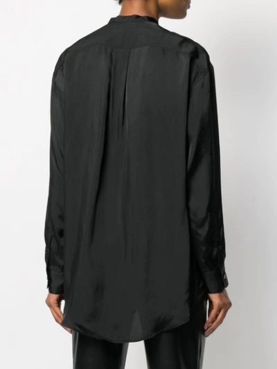 Shop Alberto Biani Band-collar Long-length Blouse In Black