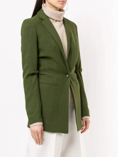 Shop Jacquemus Gathered Details Blazer In Green