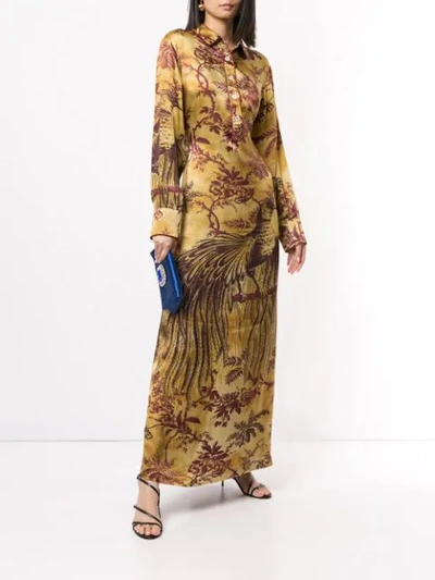 Shop F.r.s For Restless Sleepers Long Botanical Print Shirt Dress In Yellow