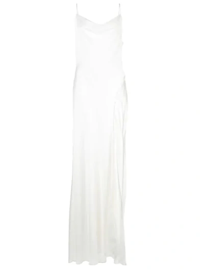 Shop Jonathan Simkhai Spaghetti Strap Cowl-neck Gown In White