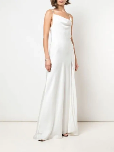 Shop Jonathan Simkhai Spaghetti Strap Cowl-neck Gown In White