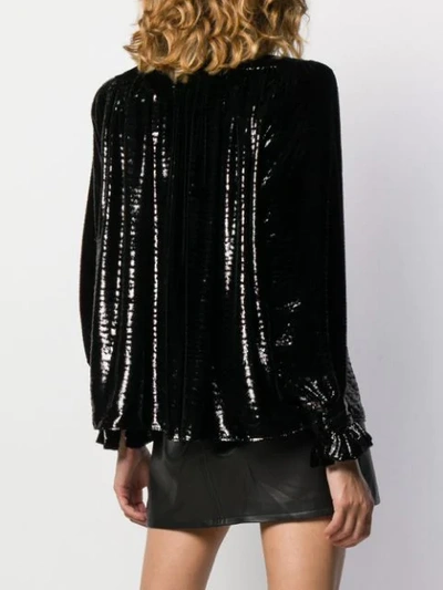 Shop Saint Laurent Crystal-embellished Poet Blouse In Black