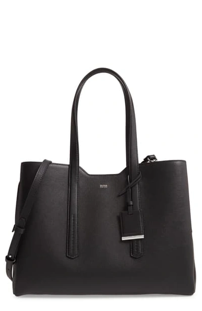 Shop Hugo Boss Taylor Business Leather Tote In Black