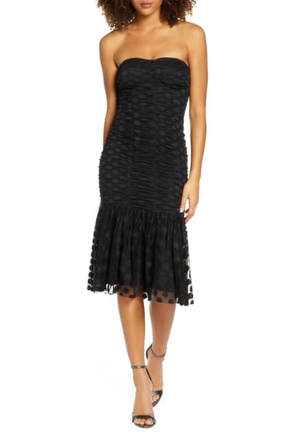 Shop Ali & Jay Strapless Mesh Cocktail Dress In Blackblack