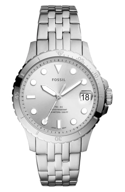 Shop Fossil Fb-01 Bracelet Watch, 36mm In Silver