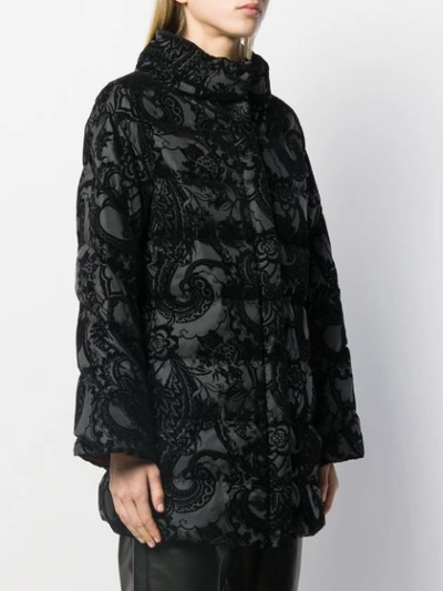 Shop Etro Paisley Padded Coat In Black