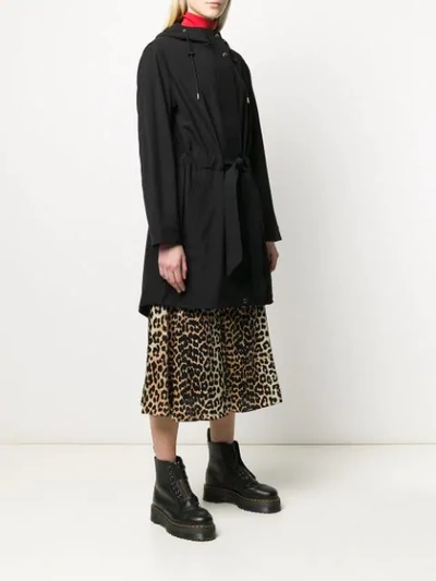 Shop Calvin Klein Tie-waist Parka Coat In Black