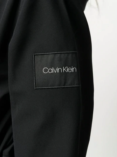 Shop Calvin Klein Tie-waist Parka Coat In Black
