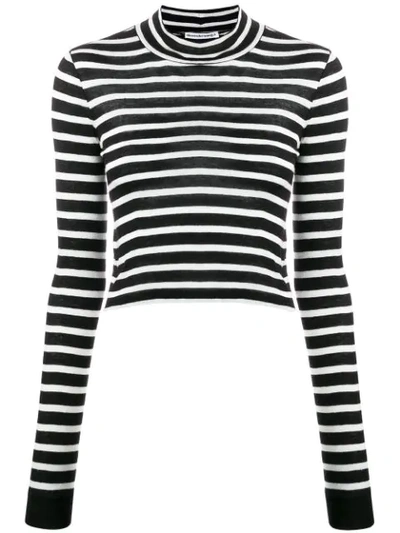 Shop Alexander Wang T Striped Cropped Jumper In Black