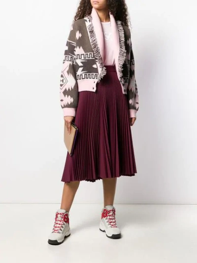 Shop Alanui Intarsia Knit Cardigan In 3088 Ophelia Pink