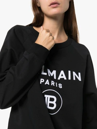 Shop Balmain Logo Print Sweatshirt In Black