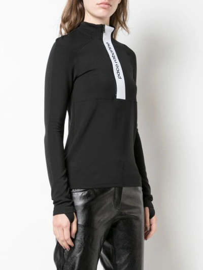 Shop Paco Rabanne Half Zip Logo Sweatshirt In Black