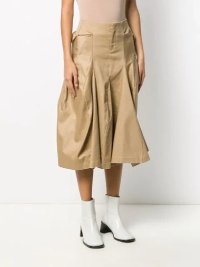 Pre-owned Junya Watanabe 2000s Structured Asymmetric Skirt In Neutrals