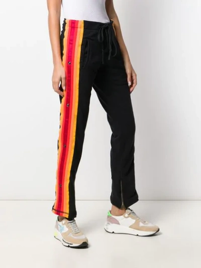 Shop Greg Lauren Striped Straight-leg Trackpants In Black