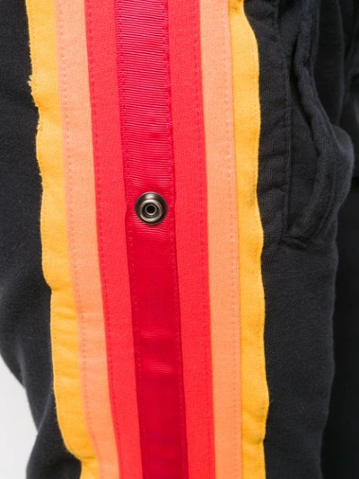 Shop Greg Lauren Striped Straight-leg Trackpants In Black