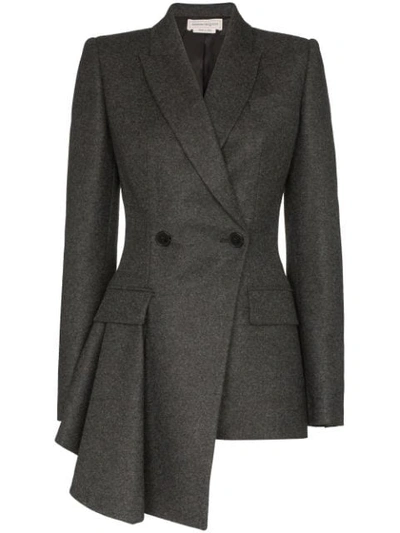 Shop Alexander Mcqueen Asymmetric Tailored Jacket In Grey