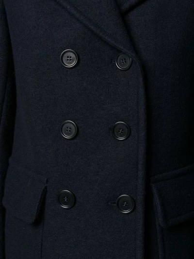 Shop Aspesi Boiled Double-breasted Peacoat In Blue