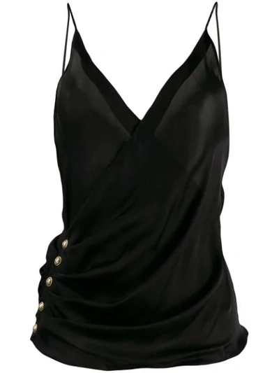 Shop Balmain Wrap Front Tank Top - Black