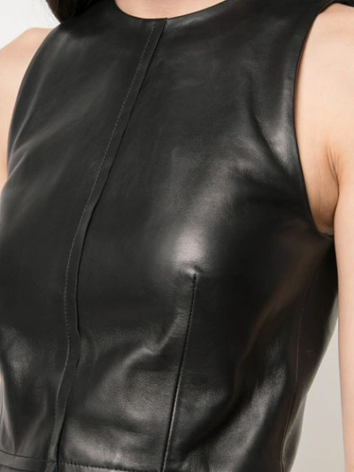 Shop Proenza Schouler Sleeveless Leather Peplum Top In Black