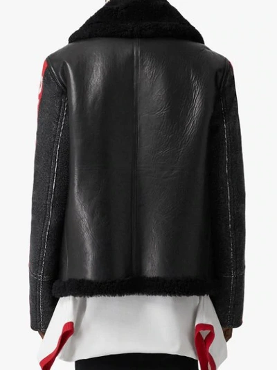 Shop Burberry Contrast-sleeve Aviator Jacket In Black