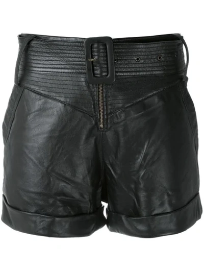 Shop Andrea Bogosian Leather Shorts In Black