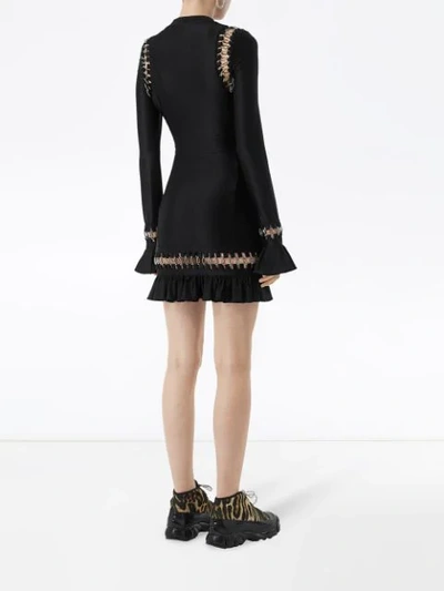 Shop Burberry Ring-embellished Mini Dress In Black