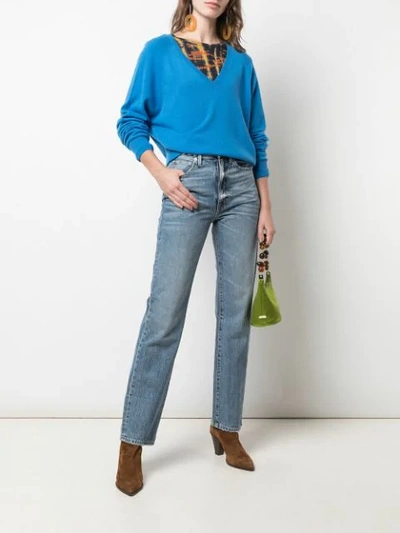 Shop A Shirt Thing Plunge Neck Jumper In Blue