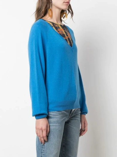 Shop A Shirt Thing Plunge Neck Jumper In Blue