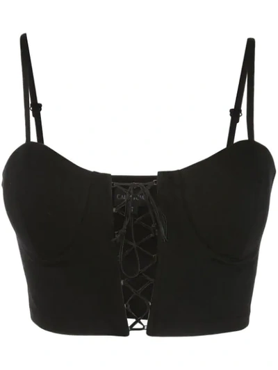 Shop Callipygian Lace-up Bralet In Black