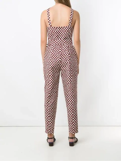Shop Andrea Marques Tie Waist Printed Jumpsuit In Brown