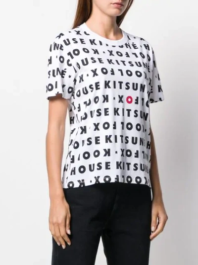 Shop Maison Kitsuné All Over Logo Print T-shirt In White