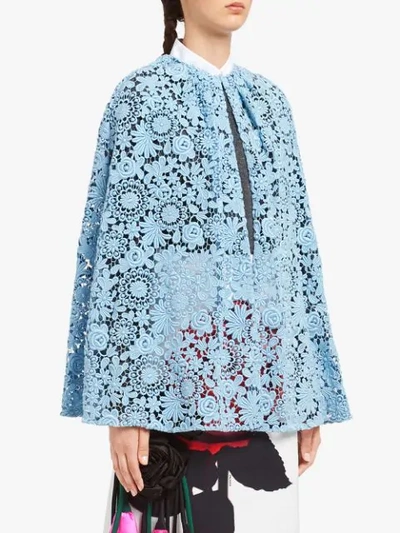 Shop Prada Guipure Lace Cape In Blue