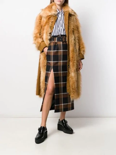 Shop Stella Mccartney Fur Free Fur Belted Coat In Brown