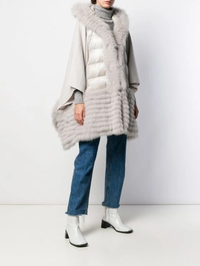 Shop Herno Hybrid Puffer Poncho Jacket In Grey