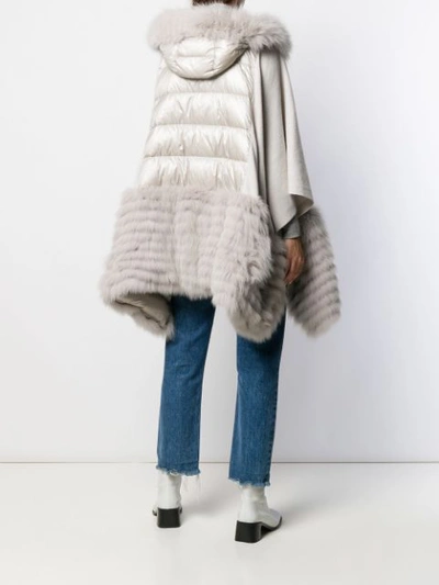 Shop Herno Hybrid Puffer Poncho Jacket In Grey