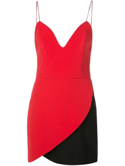 Shop Alice And Olivia Amina Two-tone Slip Dress In Red