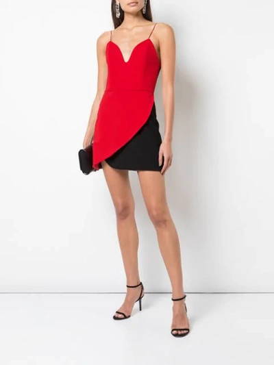 Shop Alice And Olivia Amina Two-tone Slip Dress In Red