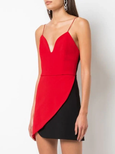 Shop Alice And Olivia Amina Two-tone Slip Dress In Red