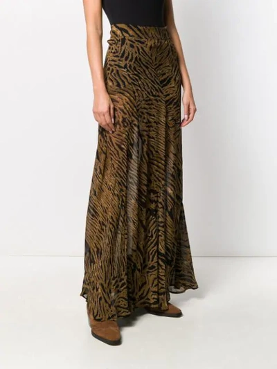 Shop Ganni Animal Print Long Skirt In Brown