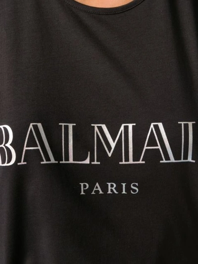 Shop Balmain Front Logo Tank Top In C0100 Noir