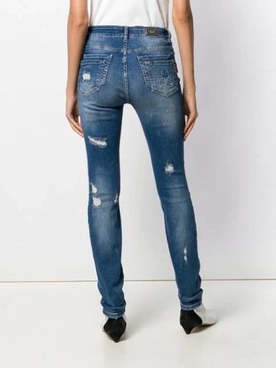 Shop Philipp Plein Distressed Detail Jeans - Black