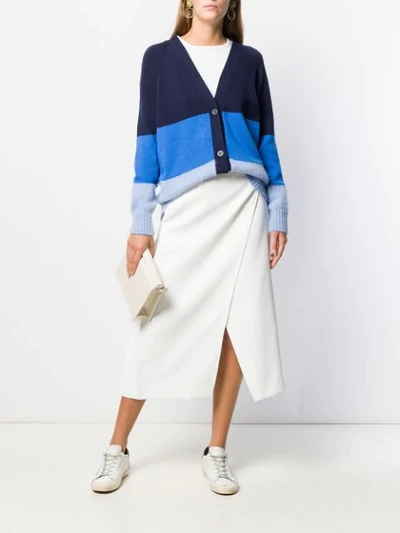 Shop Semicouture Oversized Panelled Cardigan In Blue