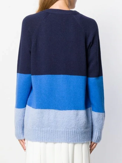 Shop Semicouture Oversized Panelled Cardigan In Blue