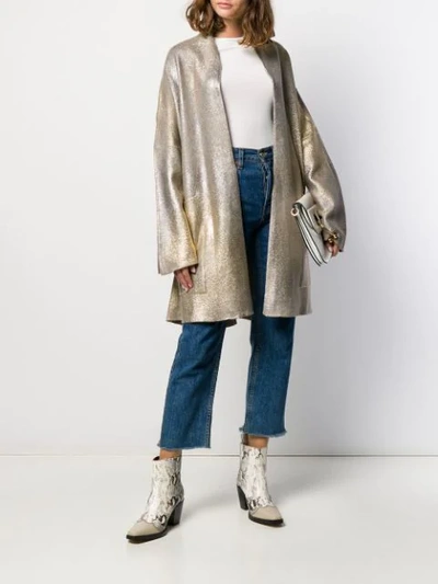 Shop Avant Toi Glitter-effect Cardi Coat In Neutrals