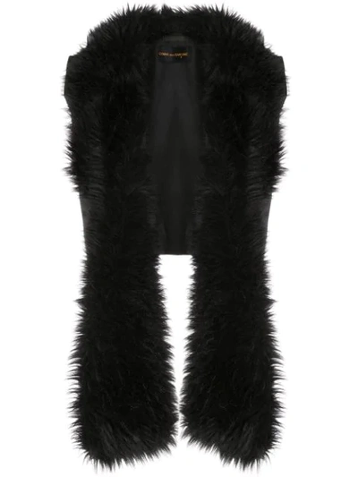 Pre-owned Comme Des Garçons 1989 Faux Fur Stole Vest In Black