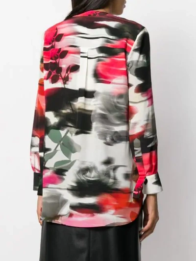 Shop Alexander Mcqueen Rose Print Silk Blouse In Red