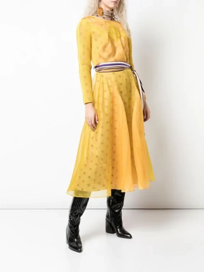 Shop Fendi Karligraphy Motif Layered Dress In Yellow